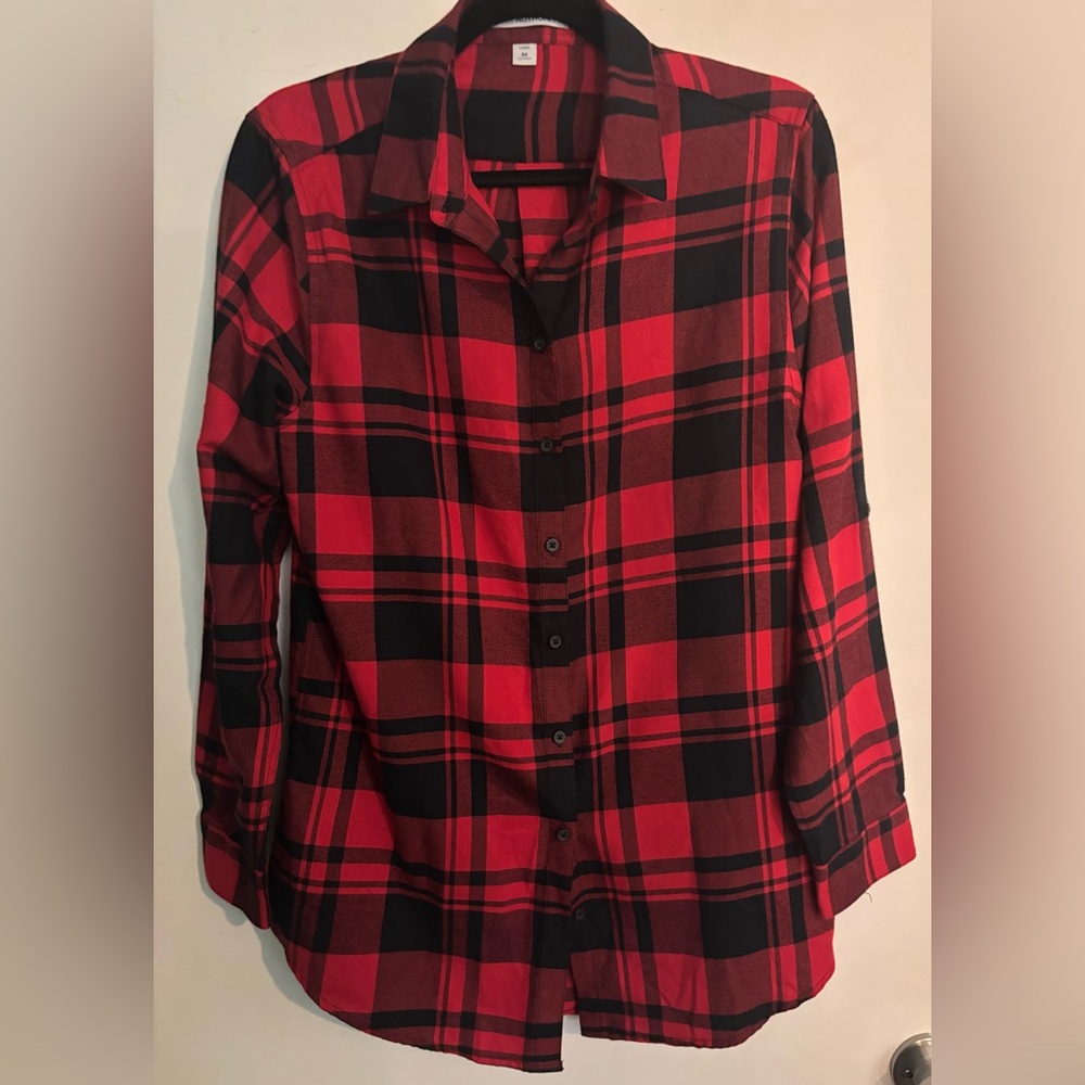 Port Authority Womens Med Buffalo Plaid Bridesmaid Button Down Roll‎ tab Sleeves